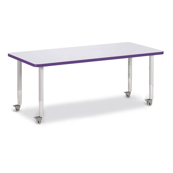 Berries Rectangle Activity Table, 30 in. x 72 in., Mobile, Freckled Gray/Purple/Gray